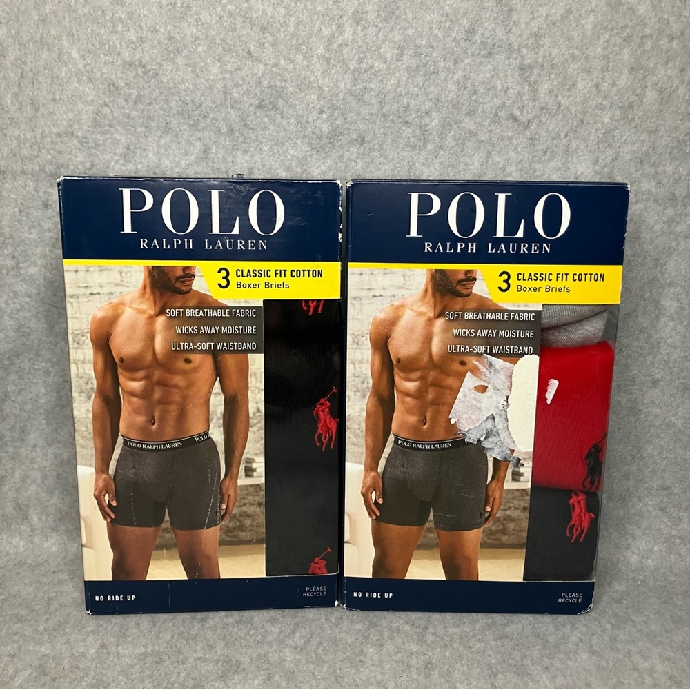 Lot of 2 Ralph Lauren Polo Classic Fit Boxer Brief Packs of 3 Underwear Mens XL
